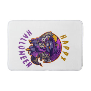 Tapis De Bain Joyeux Halloween Sorcière de Halloween Chat