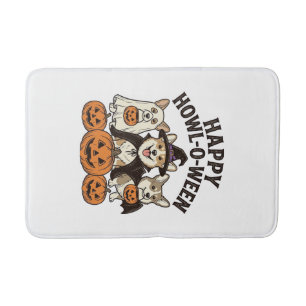 Tapis De Bain Joyeux Howl-O-Ween Corgi Halloween Chien Vecteur C