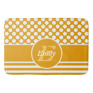 Tapis De Bain Joyeux Jaune & Blanc Nommé Point Polka