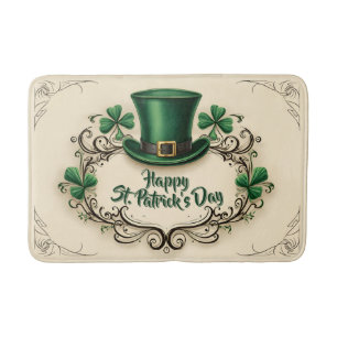 Tapis De Bain Joyeux jour de la Saint-Patrick, motif de trèfle