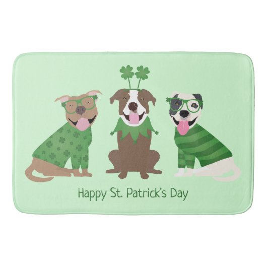 Tapis De Bain Joyeux Jour de la Saint Patrick Pit Bull Dogs (Devant)