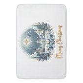 Tapis De Bain Joyeux Noël bleu et or (devant Vertical)