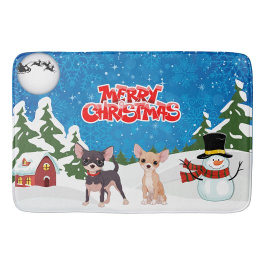 Tapis De Bain Joyeux Noël Chihuahuas (Devant)
