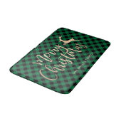 Tapis De Bain Joyeux Noël d'or Noir & Vert Plaid (Angle)