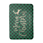 Tapis De Bain Joyeux Noël d'or Noir & Vert Plaid (Devant (Vertical))
