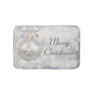 Tapis De Bain Joyeux Noël Élégant Balle de Noël Argent