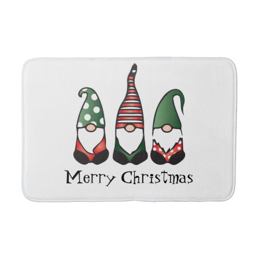 Tapis De Bain Joyeux Noël Gnomes Rouge Vert (Devant)