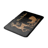Tapis De Bain Joyeux Noël Gold Parties scintillant Reindeer & Sl (Angle)