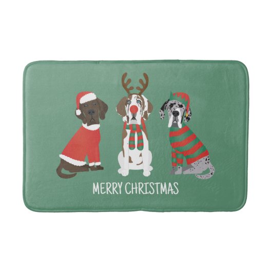 Tapis De Bain Joyeux Noël Grands Chiens Danois (Devant)