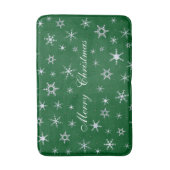 Tapis De Bain Joyeux Noël Green Snowflakes (Devant (Vertical))