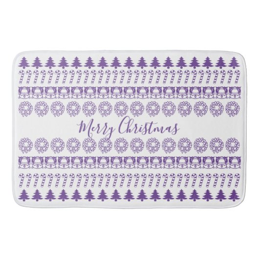 Tapis De Bain Joyeux Noël Iconique Motif violet/blanc (Devant)