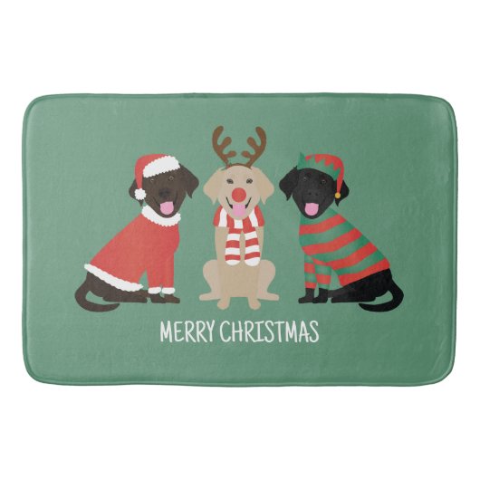 Tapis De Bain Joyeux Noël Labrador Retriever Dogs (Devant)