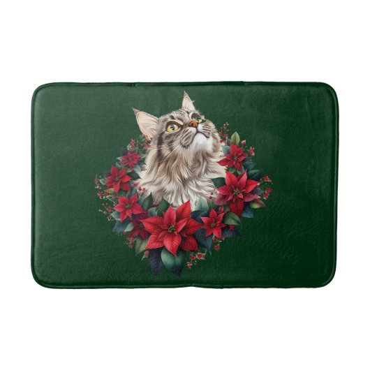 Tapis De Bain Joyeux Noël Maine Coon Chat (Devant)