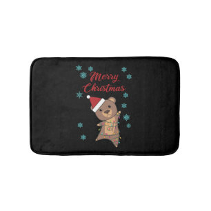 Tapis De Bain Joyeux Noël Ours Neige Ours d'hiver Teddy