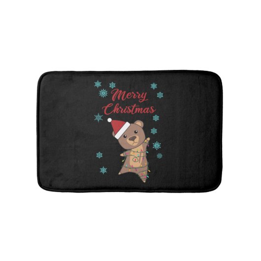 Tapis De Bain Joyeux Noël Ours Neige Ours d'hiver Teddy (Devant)