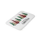 Tapis De Bain Joyeux Noël Red Green Plaid Arbres (Angle)