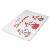 Tapis De Bain Joyeux Noël Singe Casquette de Noël Rouge Vert (Angle)
