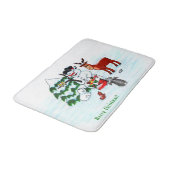Tapis De Bain Joyeux Noël ! Snowman avec amis (Angle)