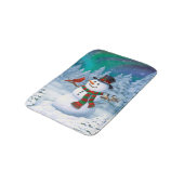 Tapis De Bain Joyeux Noël Snowman & Birds Winter Scene (Angle)