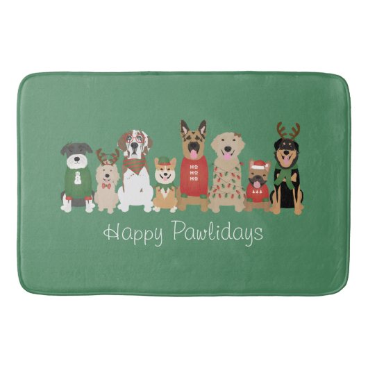 Tapis De Bain Joyeux Pawlidays Chiens Red Green (Devant)