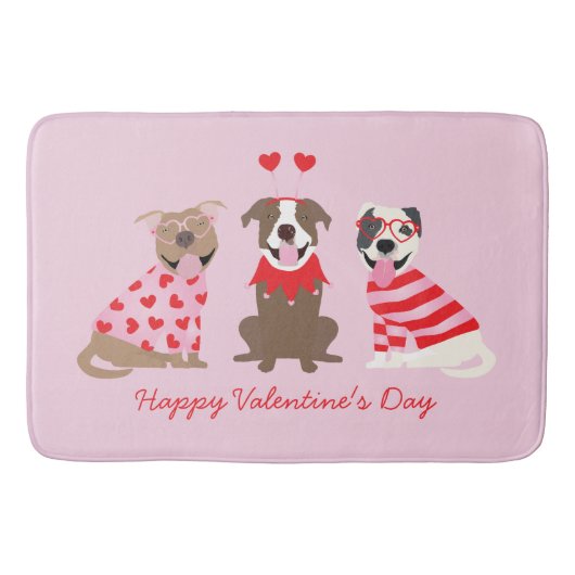 Tapis De Bain Joyeux Valentines Day American Pit Bull Terriers (Devant)