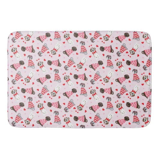 Tapis De Bain Joyeux Valentines Day Chiens de Danse (Devant)