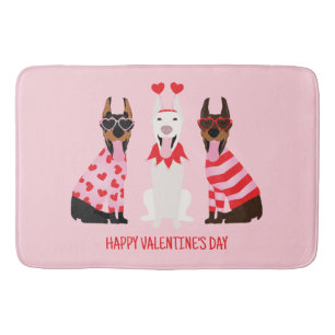 Tapis De Bain Joyeux Valentines Day Chiens Dobermann