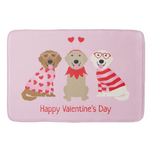 Tapis De Bain Joyeux Valentines Day Golden Retriever Dogs