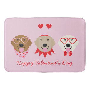 Tapis De Bain Joyeux Valentines Day Golden Retriever Dogs