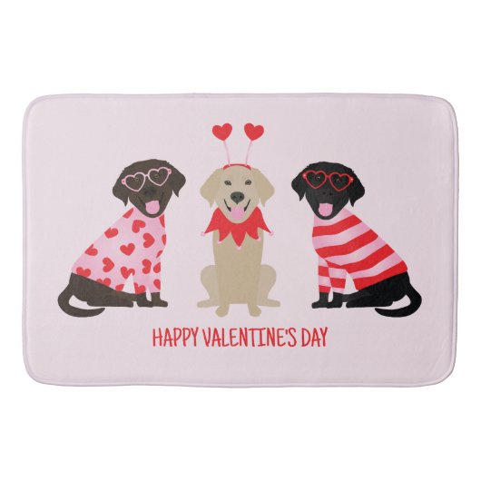 Tapis De Bain Joyeux Valentines Day Labrador Retriever Dogs (Devant)
