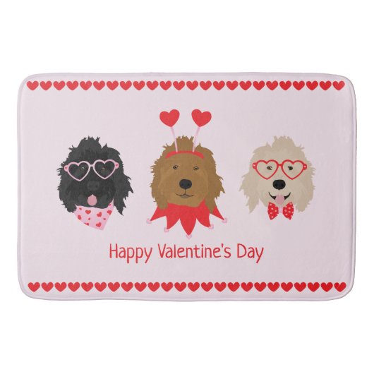 Tapis De Bain Joyeux Valentines Day Mini Goldendoodle Chiens (Devant)