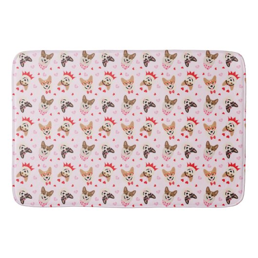 Tapis De Bain Joyeux Valentines Day Pembroke Welsh Corgi Chiens (Devant)