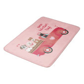 Tapis De Bain Joyeux Valentines Jour Pickup Camion Aimer Chiens (Angle)