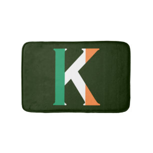Tapis De Bain K Monogram superposé sur Irish Flag bmcnt