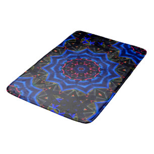 Tapis De Bain Kaleidoscope avec cercle, dégradé saumon à bleu