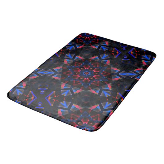 Tapis De Bain Kaleidoscope avec hexagone, dégradé bleu à saumon (Angle)