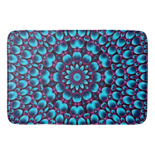 Tapis De Bain Kaléidoscope bleu vintage de tuyaux pourpres