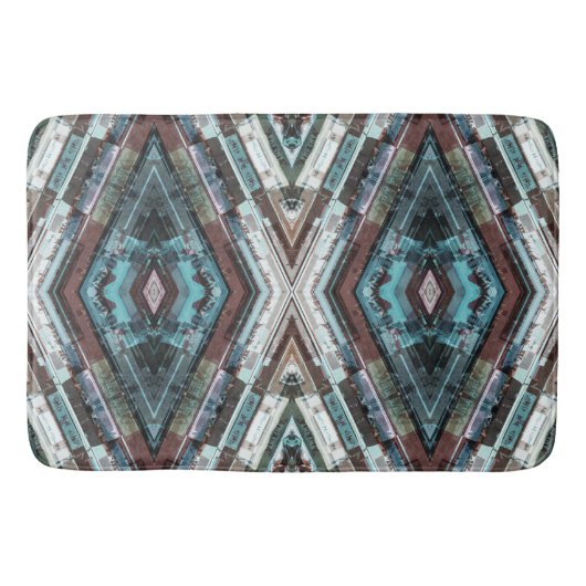 Tapis De Bain Kaleidoscope Brown Et Bleu (Devant)