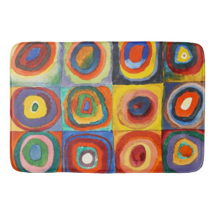 Tapis De Bain Kandinsky - Carrés aux cercles concentrés