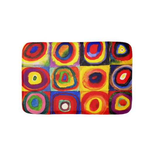 Tapis De Bain Kandinsky Farbstudie Cercles Carré Quadrate Art (Devant)