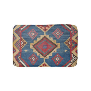 Tapis De Bain Kilim tissé Couleur Royal Bleu Jaune 
