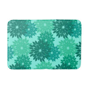 Tapis De Bain Kimono Floral moderne Imprimer, Turquoise, Turquoi