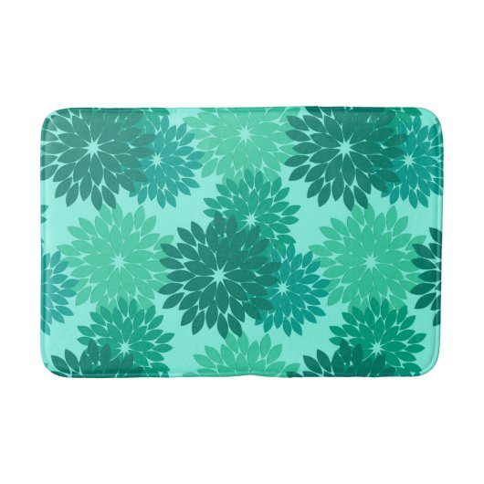 Tapis De Bain Kimono Floral moderne Imprimer, Turquoise, Turquoi (Devant)