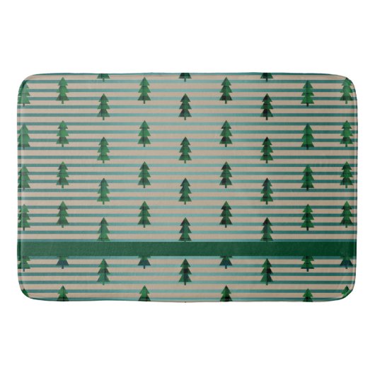 Tapis De Bain KiniArt Green Plaid Arbres (Devant)