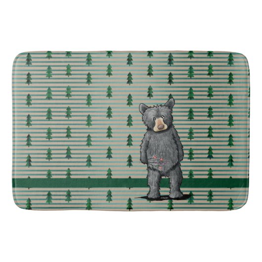 Tapis De Bain KiniArt Ours noir et arbres (Devant)
