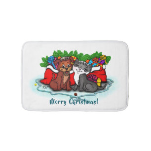 Tapis De Bain Kitty et chiot, Happy XMas