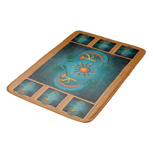Tapis De Bain Kokopelli avec Sun Turquoise Design 3 (Angle)