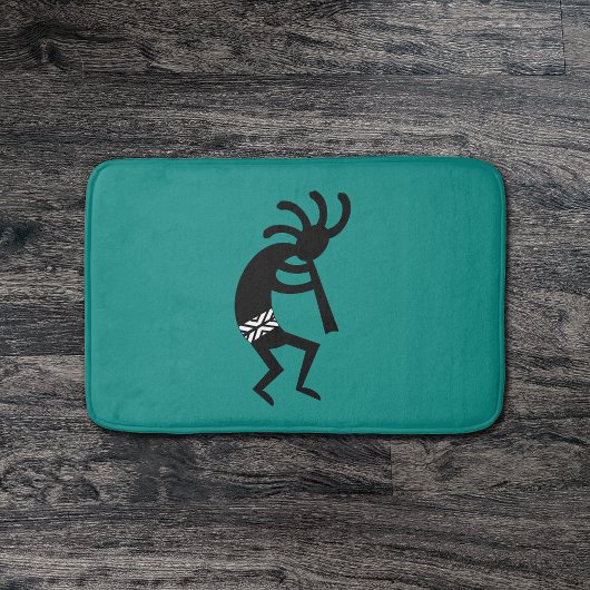 Tapis De Bain Kokopelli Sud-Ouest Turquoise Et Noir
