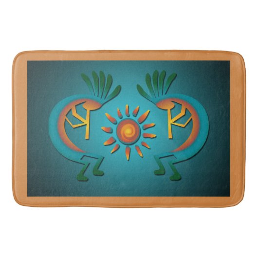 Tapis De Bain Kokopelli Sun Sud-Ouest Turquoise (Devant)