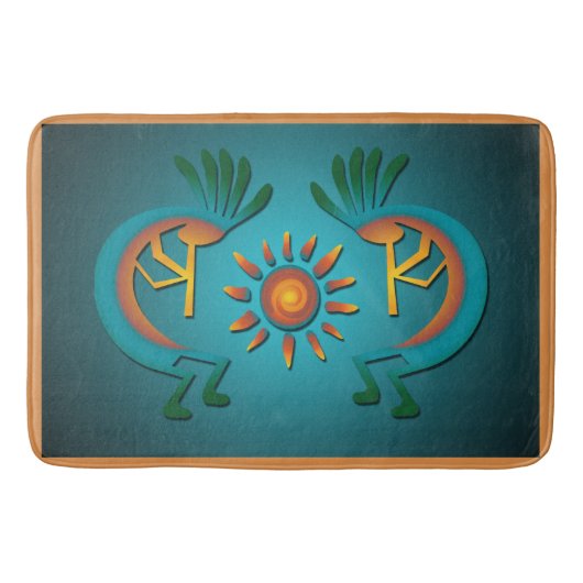 Tapis De Bain Kokopelli Sun Sud-Ouest Turquoise Mat (Devant)